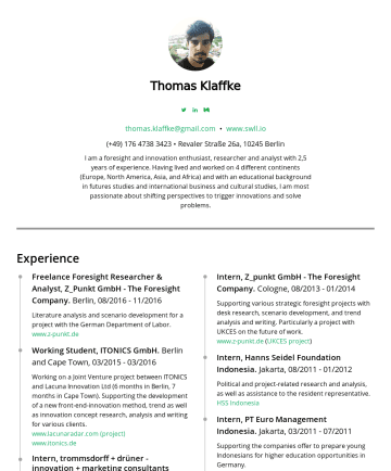 Thomas Klaffke’s resume