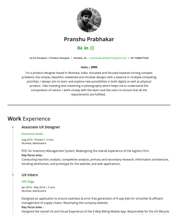 pranshu prabhakar’s resume